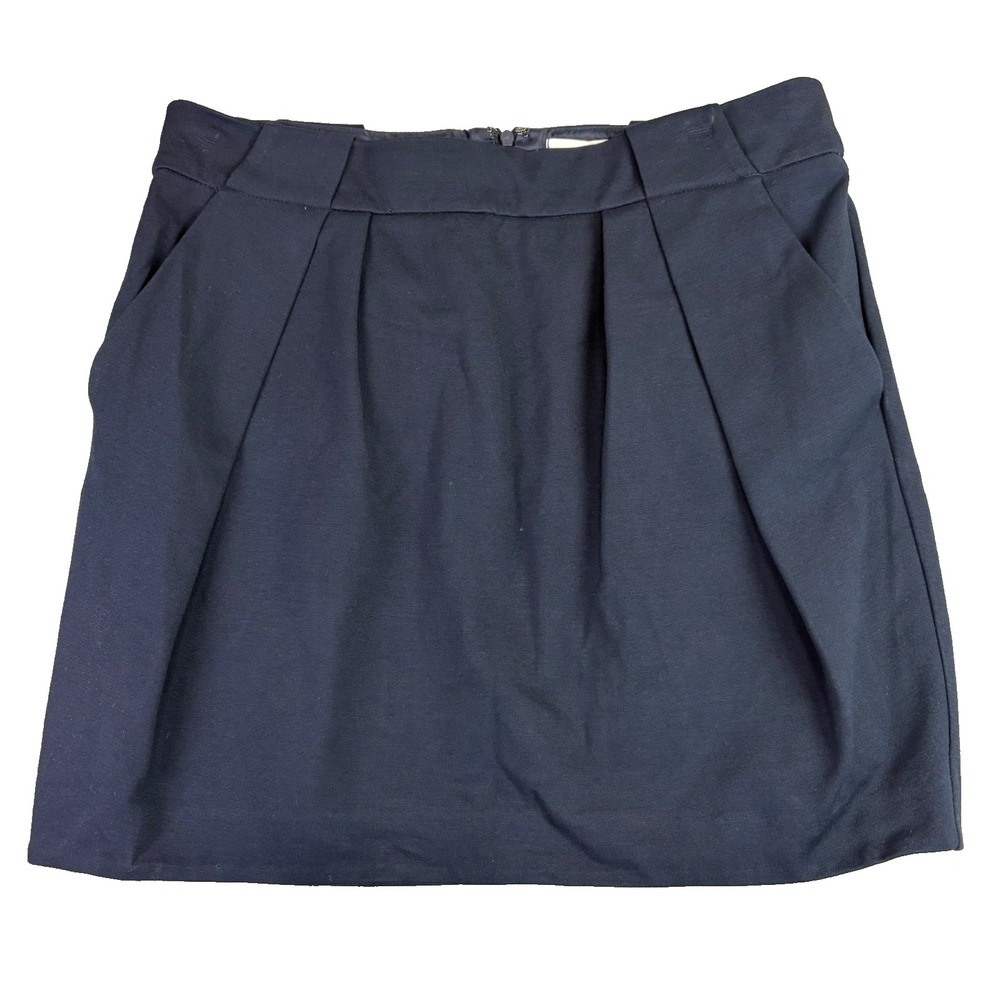 MNG by Mango Women's XL Navy Blue Pleated A-Line Mini‎ Skirt Preppy Neutral